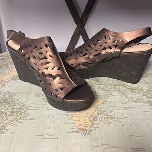 Nine West Dark Bronze Floral Sandals